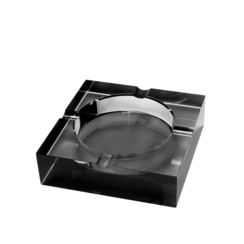 Crystal Cigar Ashtray Black SQUARE