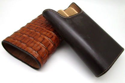 Brizard & Co. The "Show Band" 3 Cigar Case - Caiman