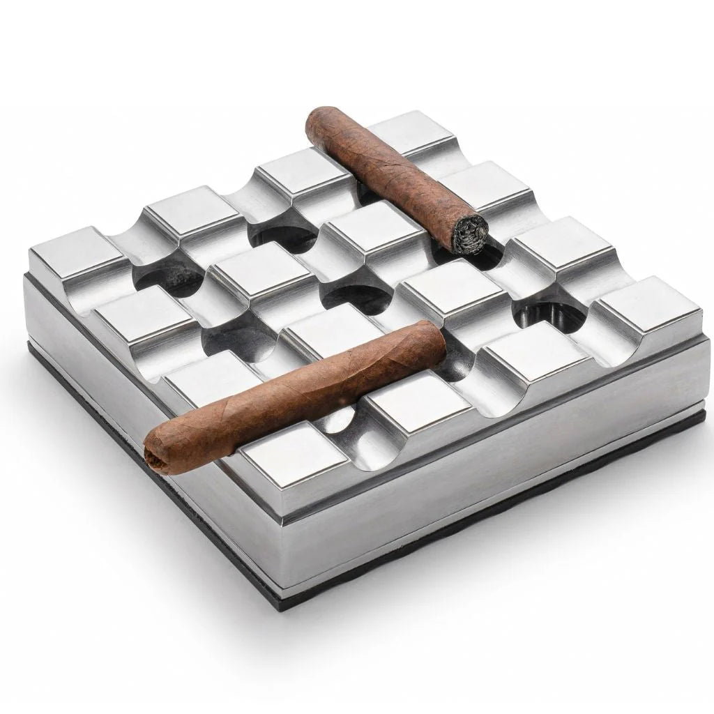 8" Steel Square Grid Cigar Ashtray