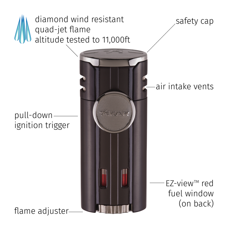 Xikar HP4 Lighter MATTE BLACK QUAD