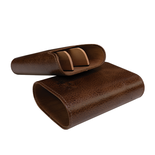 Brizard & Co. - The "Show Band" 3 Cigar Case - Antique Saddle Leather