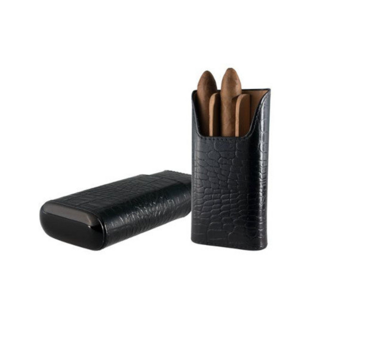 Brizard & Co.  Croco 3 Cigar Case Black