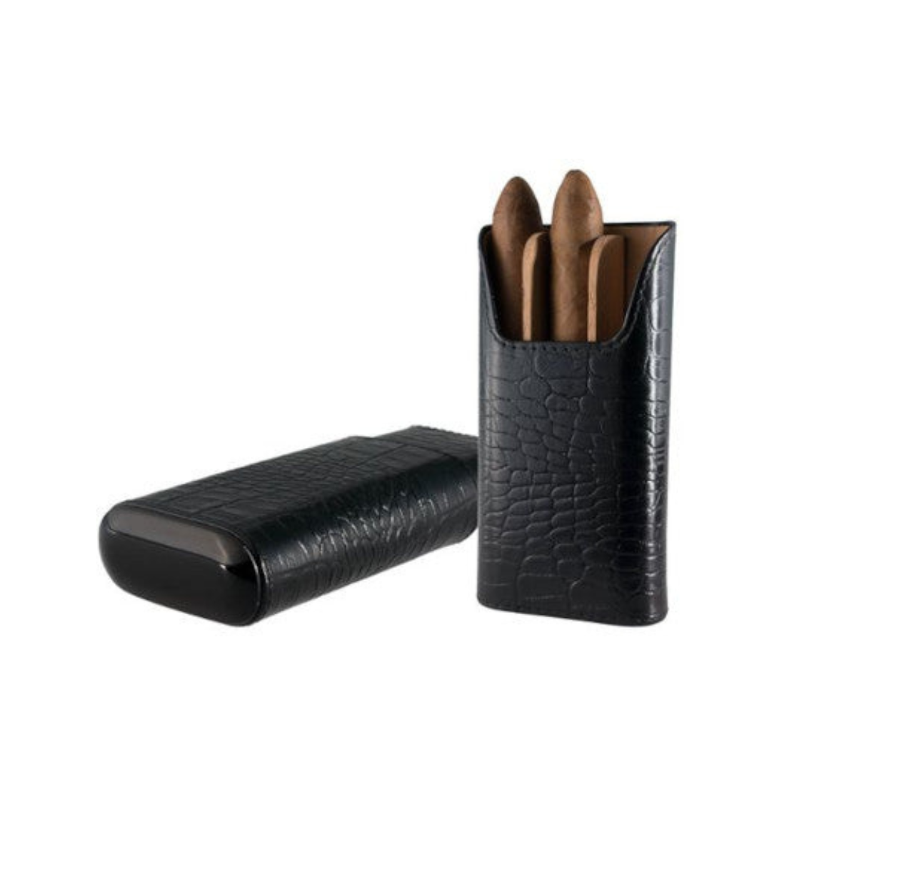 Brizard & Co.  Croco 3 Cigar Case Black