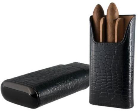 Brizard & Co.  Croco 3 Cigar Case Black