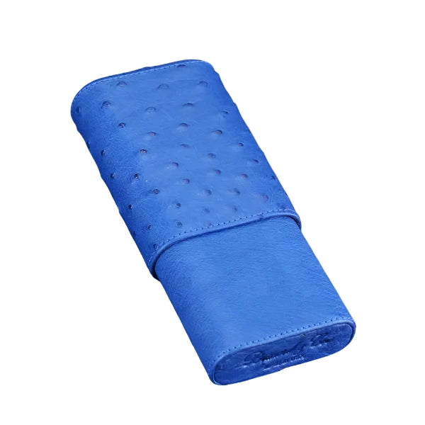 Brizard & Co. The "Show Band" 3 Cigar Case - Blue Ostrich