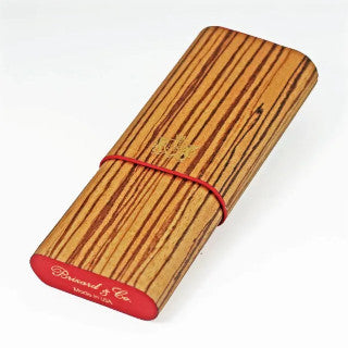 Brizard & Co. The "Show Band" 3 Cigar Case - Zebrawood and Red